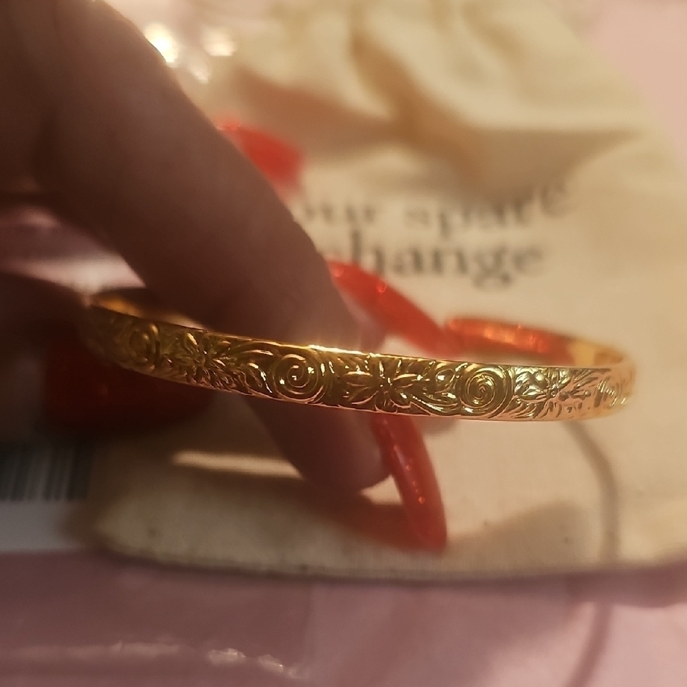 Our Spare Change NWT Gold Floral Cuff Bracelet - Picture 2 of 5